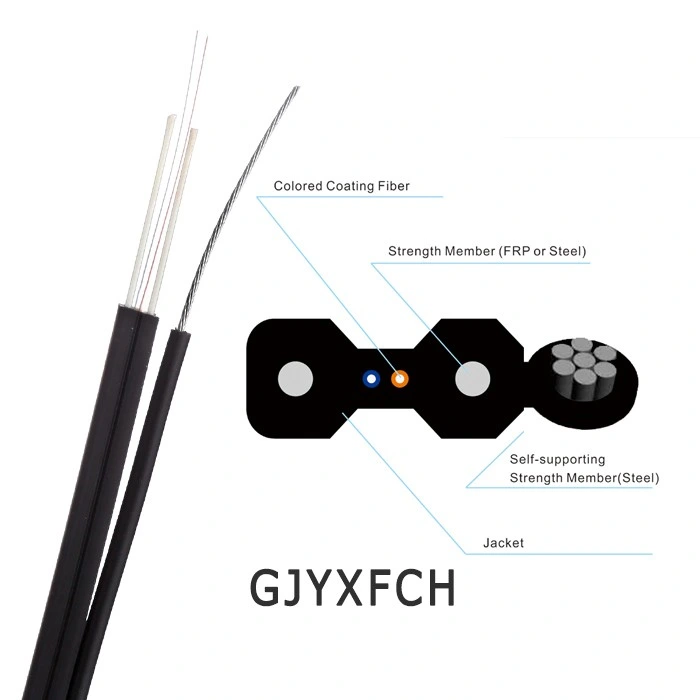 LSZH Jacket Self-Supporting Outdoor FTTH Cable 2 Core Optic Fiber Cable FTTH